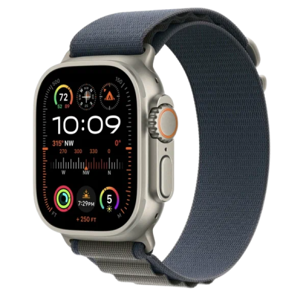 Apple Watch Series Ultra 2 49mm Natural Titanium Case with Blue Alpine Loop S